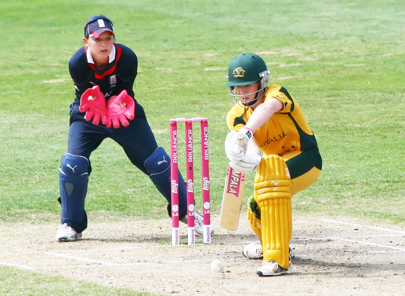 Alex Blackwell batting with Sarah Taylor keeping wicket